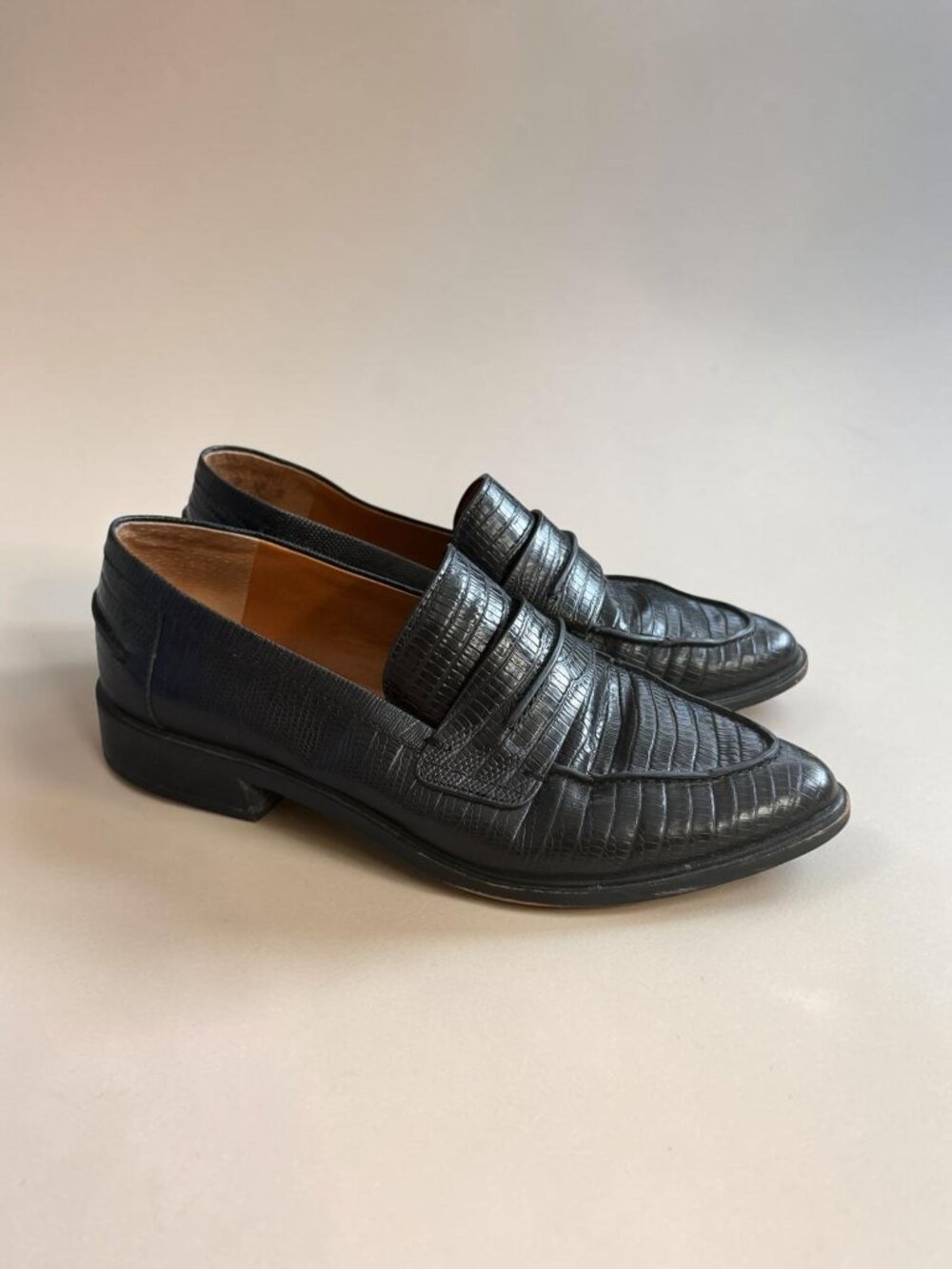 FRANCO SARTO Black Leather Loafers Size US 8